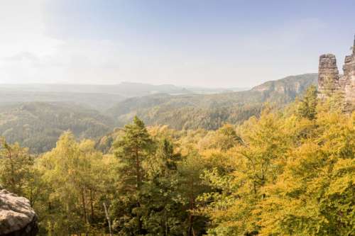 Beautiful autumn day and the view from the mountains