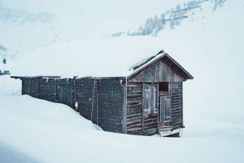 Snowy cabin
