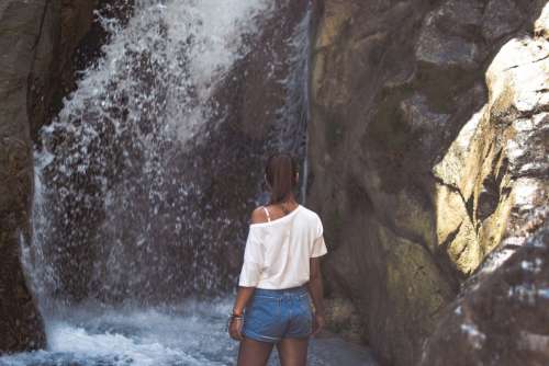 A girl and a waterfall
