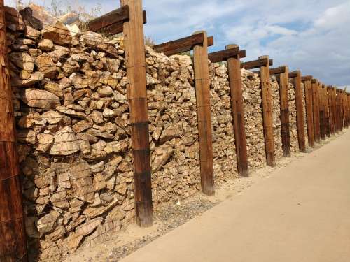 Gabion Rock and Timber Retaining Wall