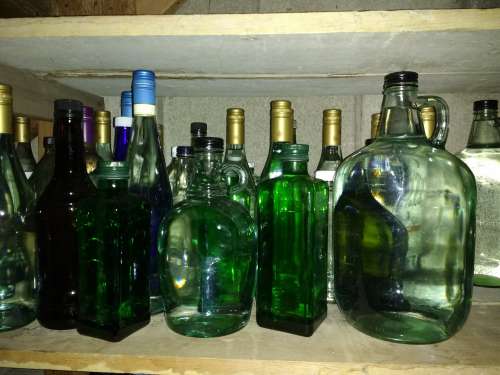 Glass Bottles Filled with Water