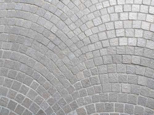 Gray Mosaic Stones with Scalloped Pattern