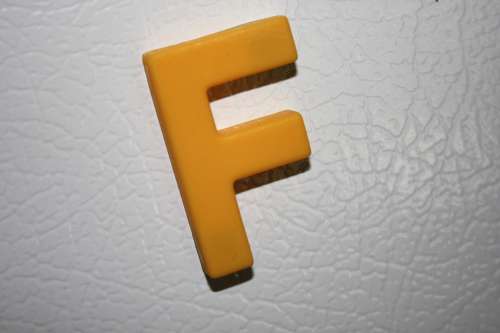 Letter F Yellow Refrigerator Magnet