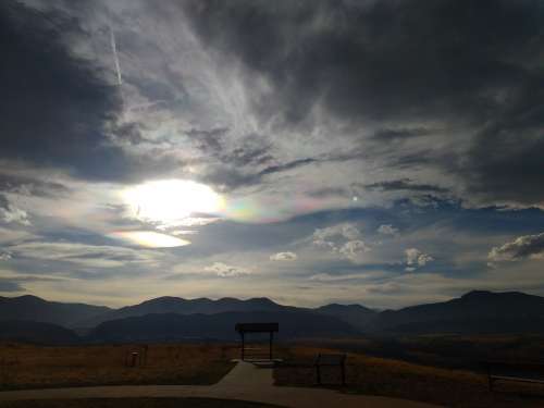 Mountain Overlook with Iridescent Clouds