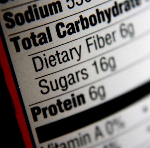 Nutritional Information Label – Carbohydrates, Sugars, Protein