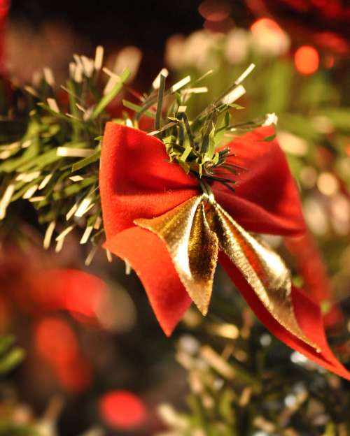 fabric bow christmas ornament free image