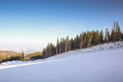 Ski Slope with Blue Sky