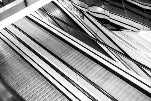 Abstract Black and White Geometric Background (Escalators)