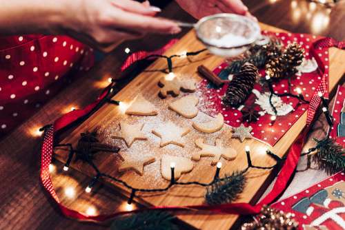 Adding Sugar on Christmas Cookies