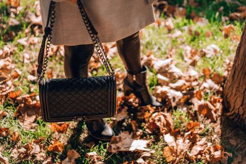 Autumn Fashion Woman with Leather Bag