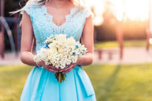 Beautiful Bridesmaid in Blue Dress