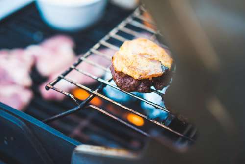 Hamburger Meat on the BBQ Grill