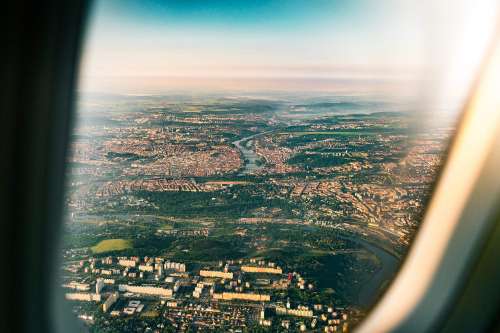 City of Prague from the Airplane Window
