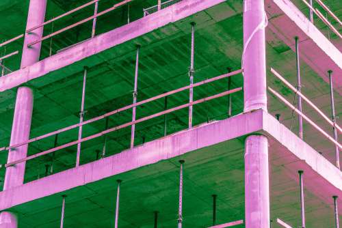 Construction Site Building Abstract Psychedelic Colors