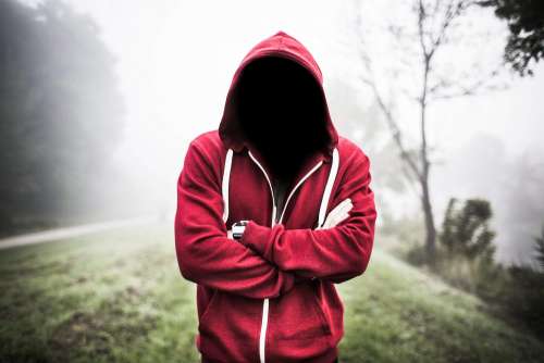 Creepy Man Without a Face in a Hoodie