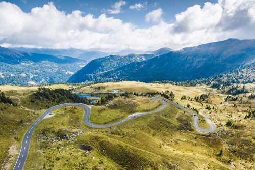 Curvy Alpine Road from Above