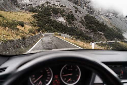 Drivers View: Driving on Stelvio Pass, Italy