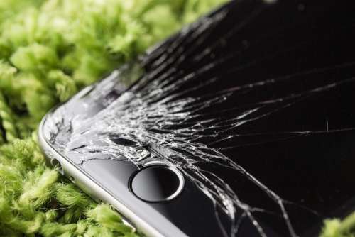 Dropped iPhone 6 with Cracked Screen Close Up