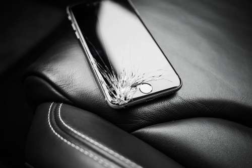 Dropped iPhone 6 with Cracked Screen on Car Seat