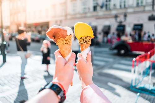 Young Couple Enjoying an Ice Cream
