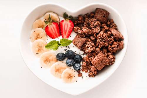 Fresh & Healthy Breakfast in Heart-shaped Bowl