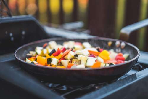 Frying Vegetables on a Pan