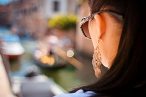 Girl Looking at Venice Gondola