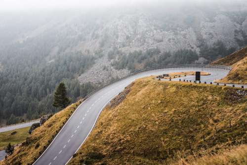 Grossglockner High Alpine Road Turn in Austria in Rainy Weather