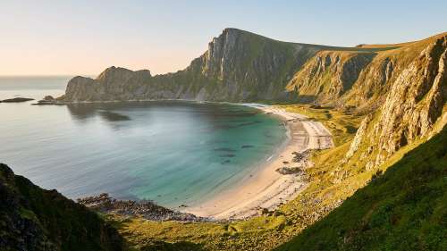 Hidden Beach between Mountains in North Norway