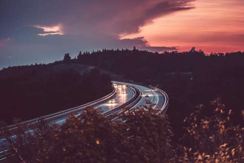 Highway and Evening Dawn