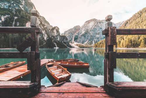Famous Lago di Braies (Pragser Wildsee) in Italy