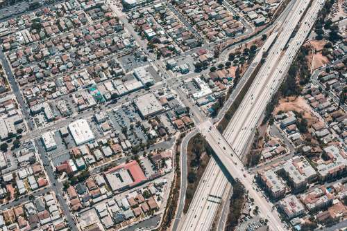 Los Angeles Streets from Above Aerial Shot