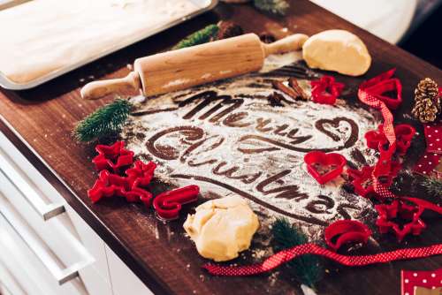 Merry Christmas Food Lettering in Flour