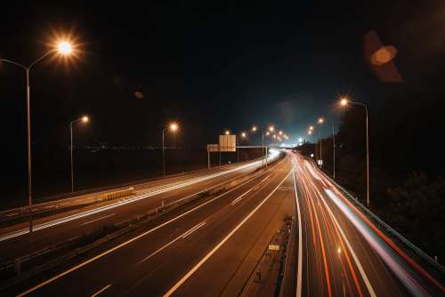 Night Car Lights on The Road