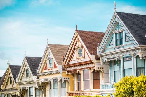Iconic Painted Ladies in San Francisco, California