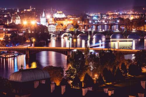 Prague City at Night, Czechia