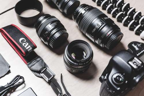Professional Photographer DSLR Camera & Lens Equipment
