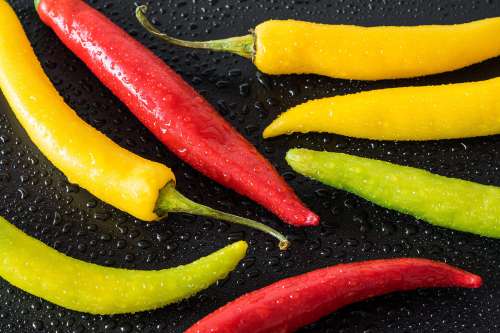 Red, Yellow and Green Colorful Chilli Peppers