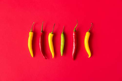 Red, Yellow and Green Hot Chilli Peppers