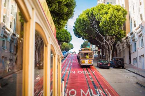 Two Iconic MUNI Cable Cars in San Francisco, California