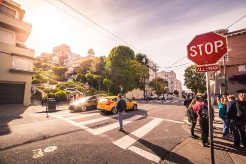 San Francisco Intersection at The End of Lombard Street