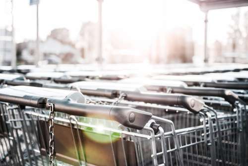 Row of Parked Shopping Carts