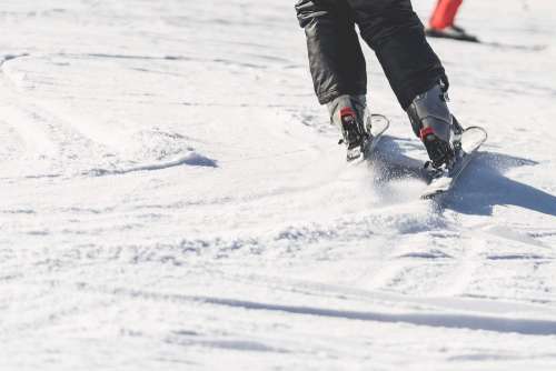 Skiing Snow And Ski Close Up