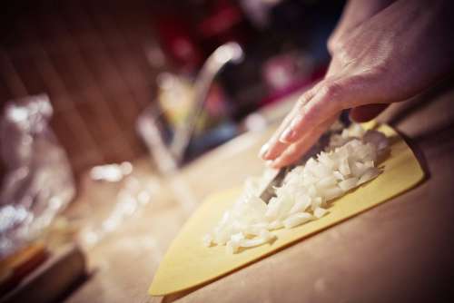Slicing Onions in the Kitchen
