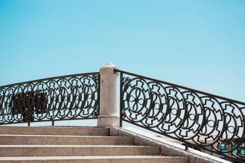 Stairs and Old Vintage Handrails in Venice, Italy