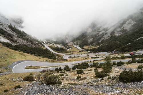 Stelvio Pass Hairpin Turns Mountain Road Italy