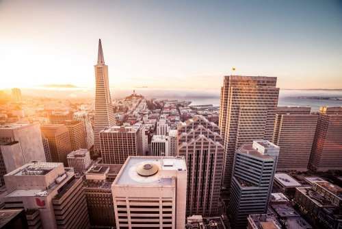 Sunset Over the Skyscrapers in San Francisco