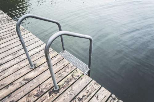 Swimming Pontoon with Ladder At Lake