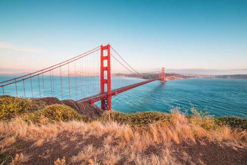 Famous Golden Gate Bridge from Battery Spencer Vista Point