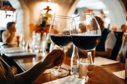 Two Wine Celebration Glasses Cheers